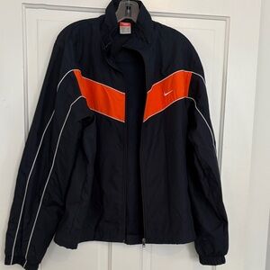 Y2k Nike Men's Track Jacket in‎ Black with Orange Accents large